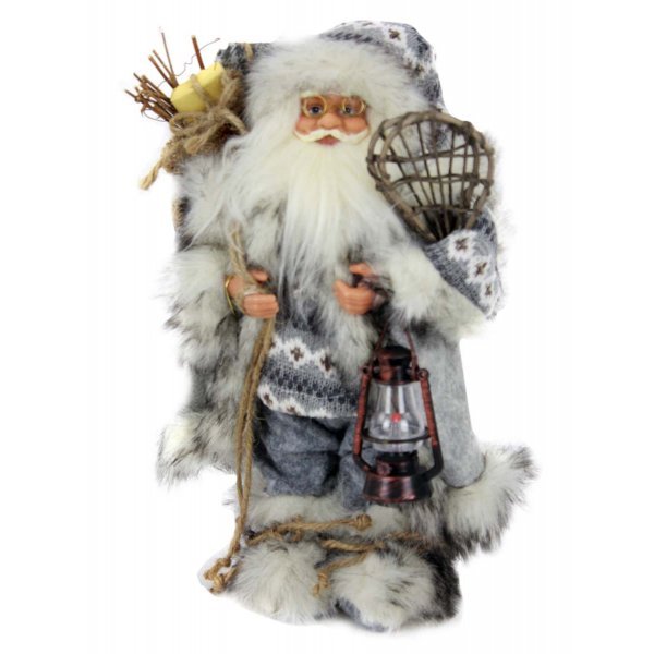 Χριστουγεννιάτικος Διακοσμητικός Άγιος Βασίλης, με Χιονοπέδιλα και Φανάρι (30cm)